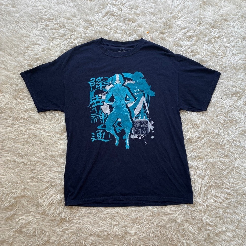 Avatar The Last Airbender Aang Graphic T-Shirt Mens Large Navy Blue Nickelodeon